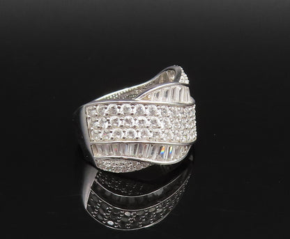 925 Silver  Vintage Multi Shape Cubic Zirconia Swirl Band Ring Sz 7  RG25900