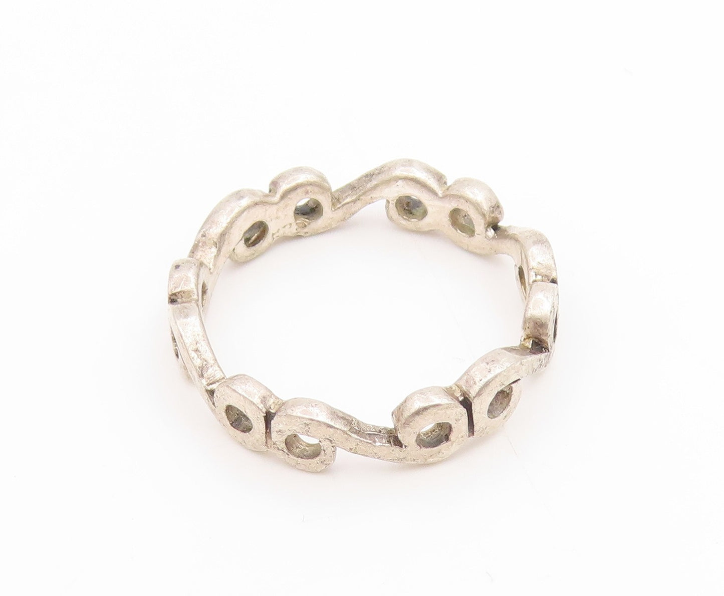 925 Sterling Silver Vintage Ring Minimalist Swirly Cutout Band  Sz 8  RG35162