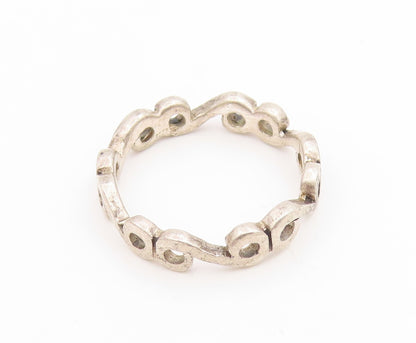 925 Sterling Silver Vintage Ring Minimalist Swirly Cutout Band  Sz 8  RG35162