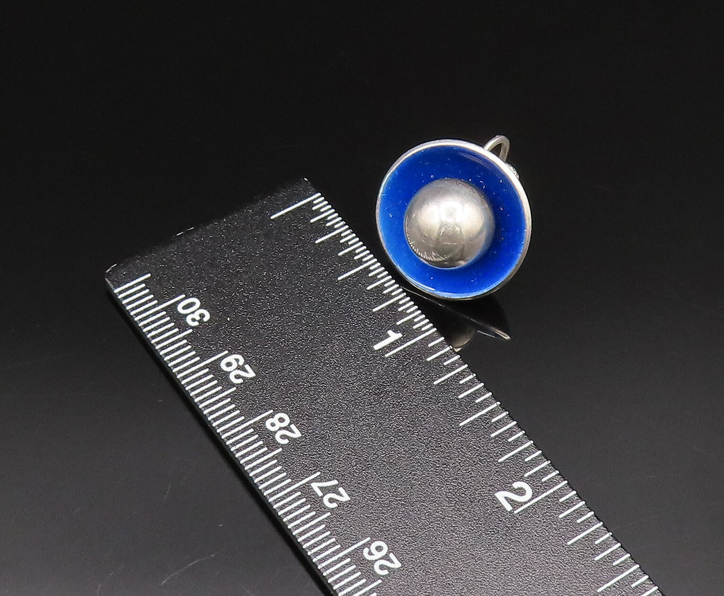 M. BOWLES 925 Silver  Vintage Enamel & Bead Ball Screw Back Earrings  EG12086