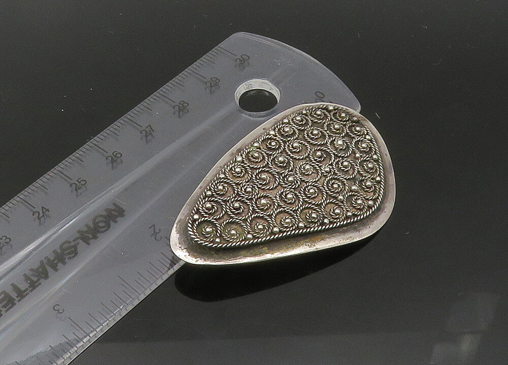 ISRAEL 925 Sterling Silver  Vintage Shiny Twist Patterned Brooch Pin  BP8562