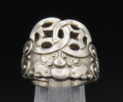 EUROPEAN 925 Silver Vintage Interlocking Circle Spiral Wrap Ring Sz 8 RG24954