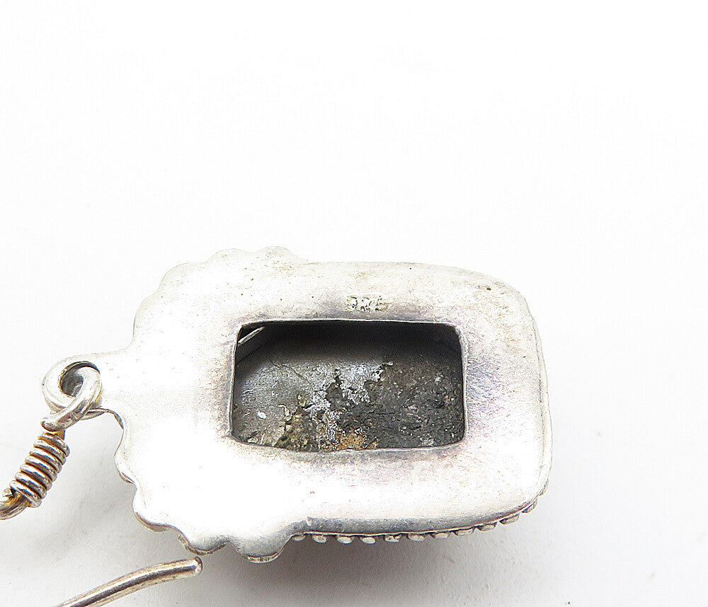 925 Sterling Silver  Vintage Jasper With Hematite Twist Dangle Earrings EG3651
