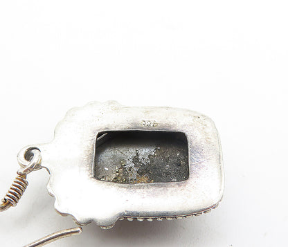925 Sterling Silver  Vintage Jasper With Hematite Twist Dangle Earrings EG3651
