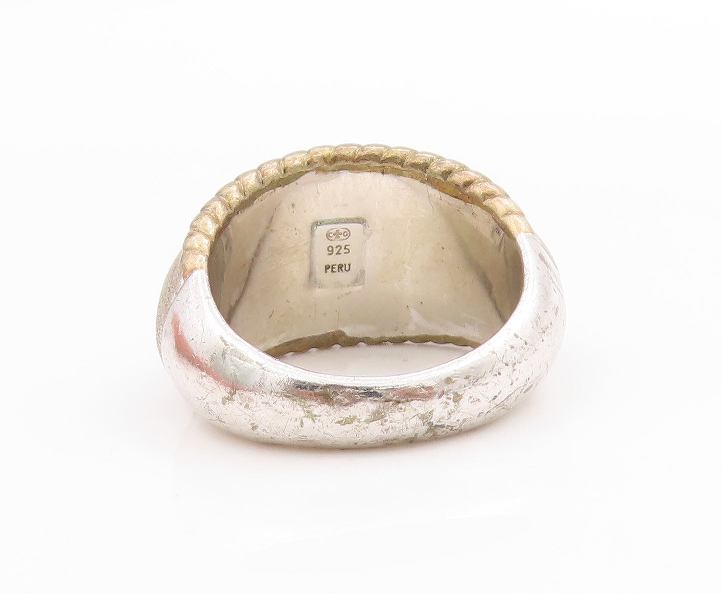 925 Sterling Silver Vintage Ring Twisted Rope Edges Solid Dome Band Sz 7 RG33555