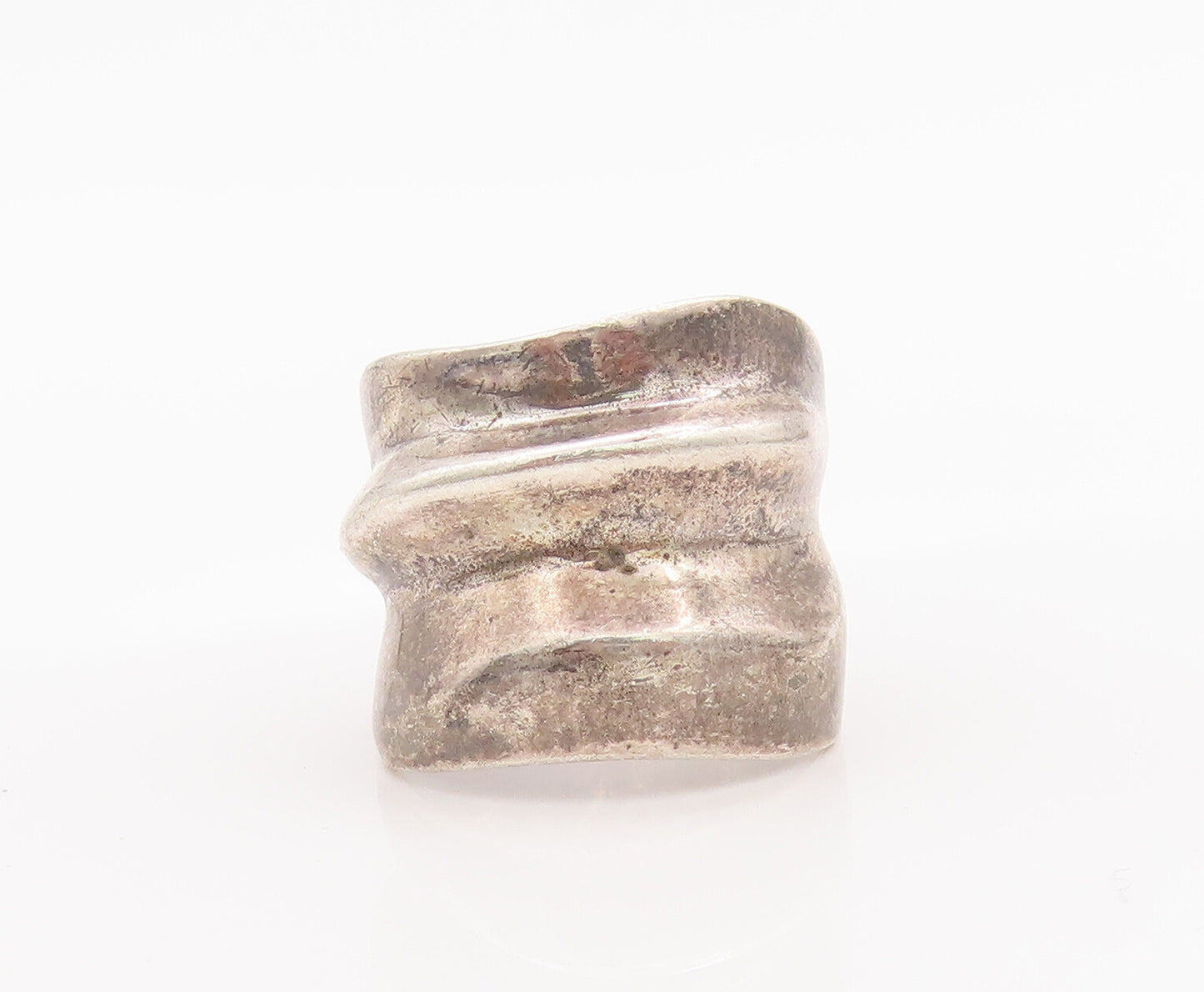 925 Sterling Silver Vintage Ring Modernist Neck Muffler Shape Sz 5.5  RG27729