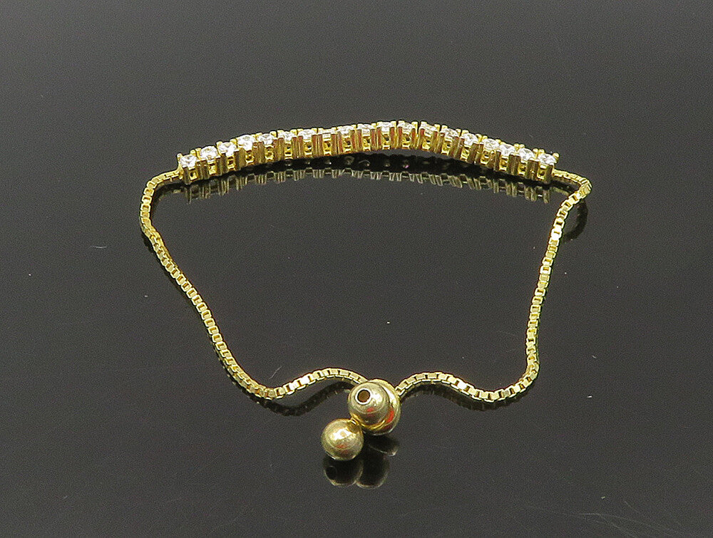 Gold Over 925 Silver  Cubic Zirconia Adjustable Child Box Chain Bracelet BT1103