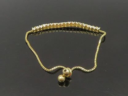 Gold Over 925 Silver  Cubic Zirconia Adjustable Child Box Chain Bracelet BT1103