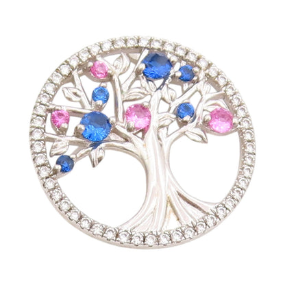 925 Sterling Silver Vintage Pendant Sparkling CZ Tree Of Life Cut Out  PT24911