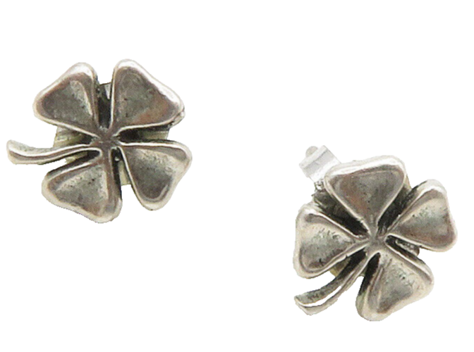 925 Sterling Silver  Vintage Four Leaf Clover Stud Earrings  EG7913