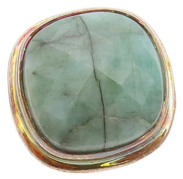 925 Sterling Silver Vintage Ring Antique Cabochon Green Gemstone  Sz 6 RG30221