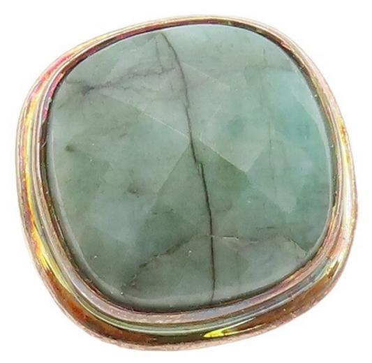 925 Sterling Silver Vintage Ring Antique Cabochon Green Gemstone  Sz 6 RG30221