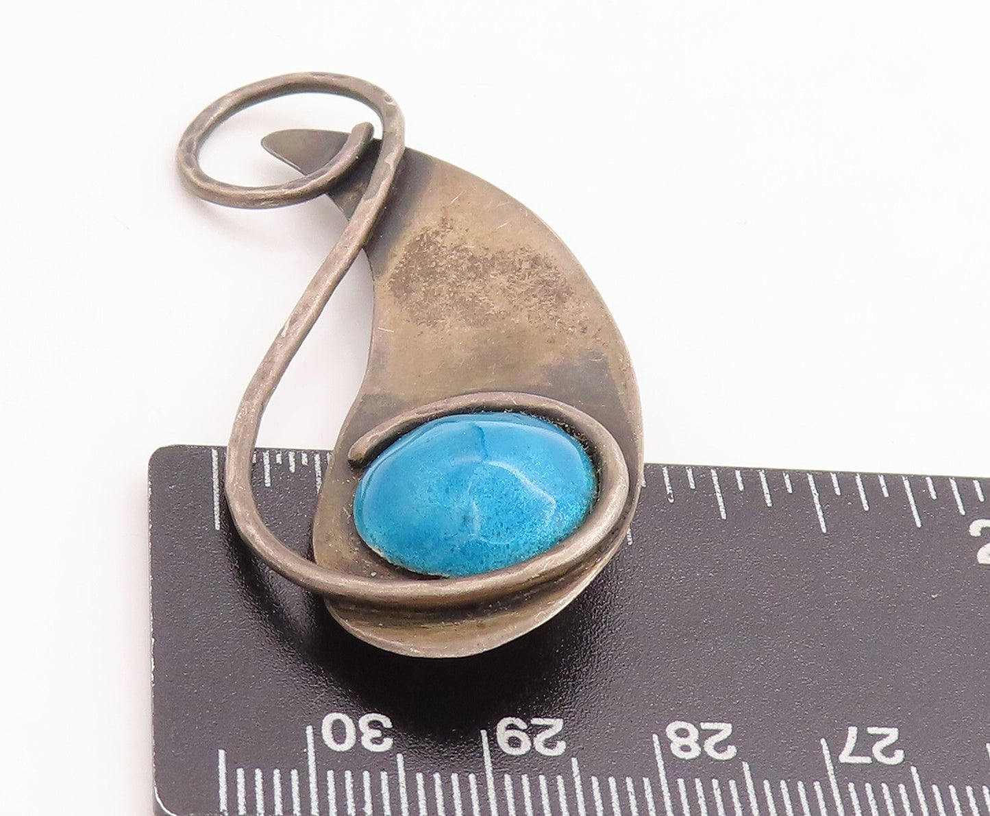 925 Sterling Silver Vintage Brooch Pin BRYAN Dark Tone designer Gemstone BP11401