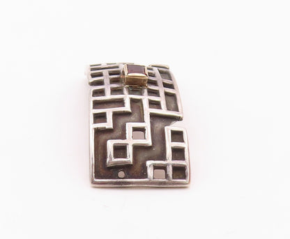DESIGNER 925 Silver & 14K GOLD  Vintage Square Garnet Dome Pendant  PT20258