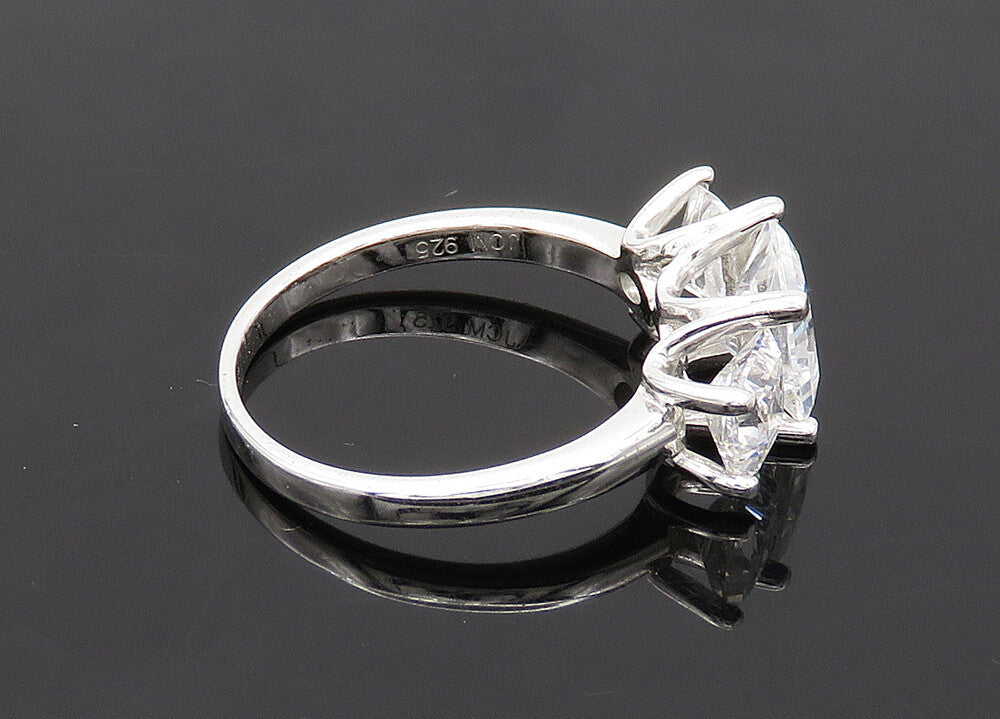 925 Sterling Silver  Vintage Cubic Zirconia 3 Stone Band Ring Sz 8  RG20785