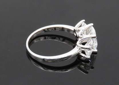 925 Sterling Silver  Vintage Cubic Zirconia 3 Stone Band Ring Sz 8  RG20785