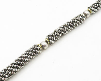 925 Silver & 14K GOLD  Vintage Shiny Two Tone Cluster Chain Necklace  NE2956