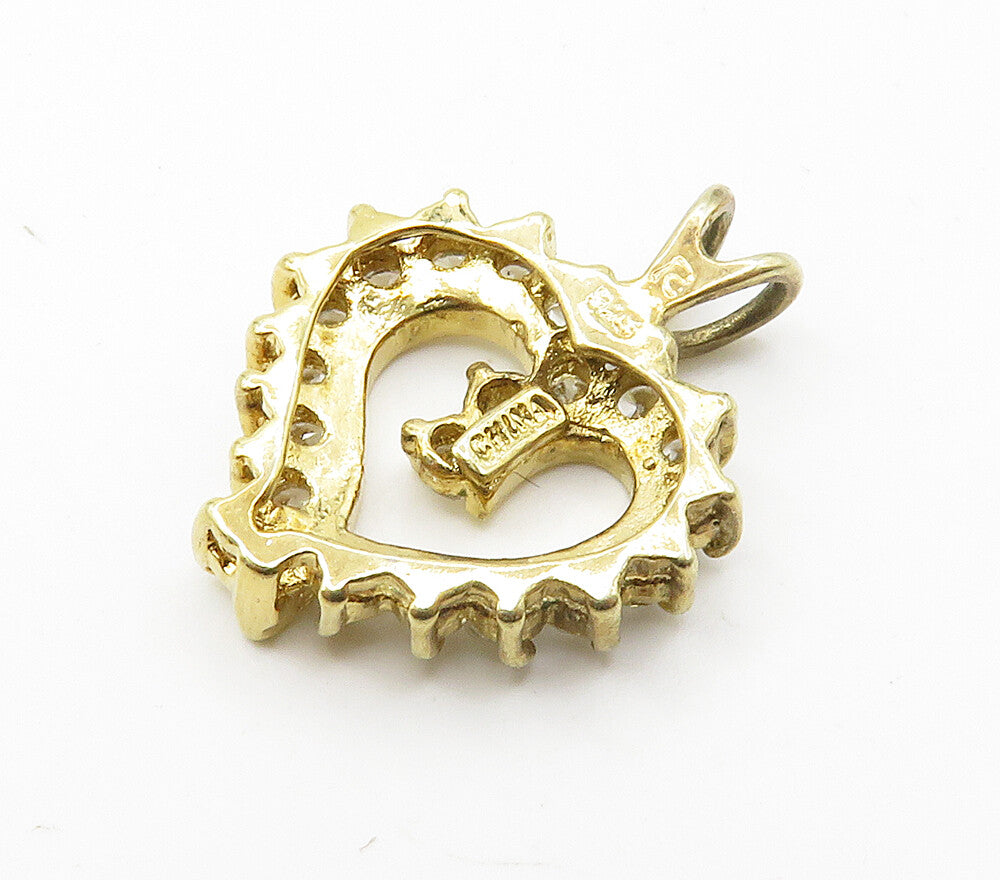 ROSS SIMON 925 Silver  Shiny Topaz Gold Plated Love Heart Pendant  PT12828