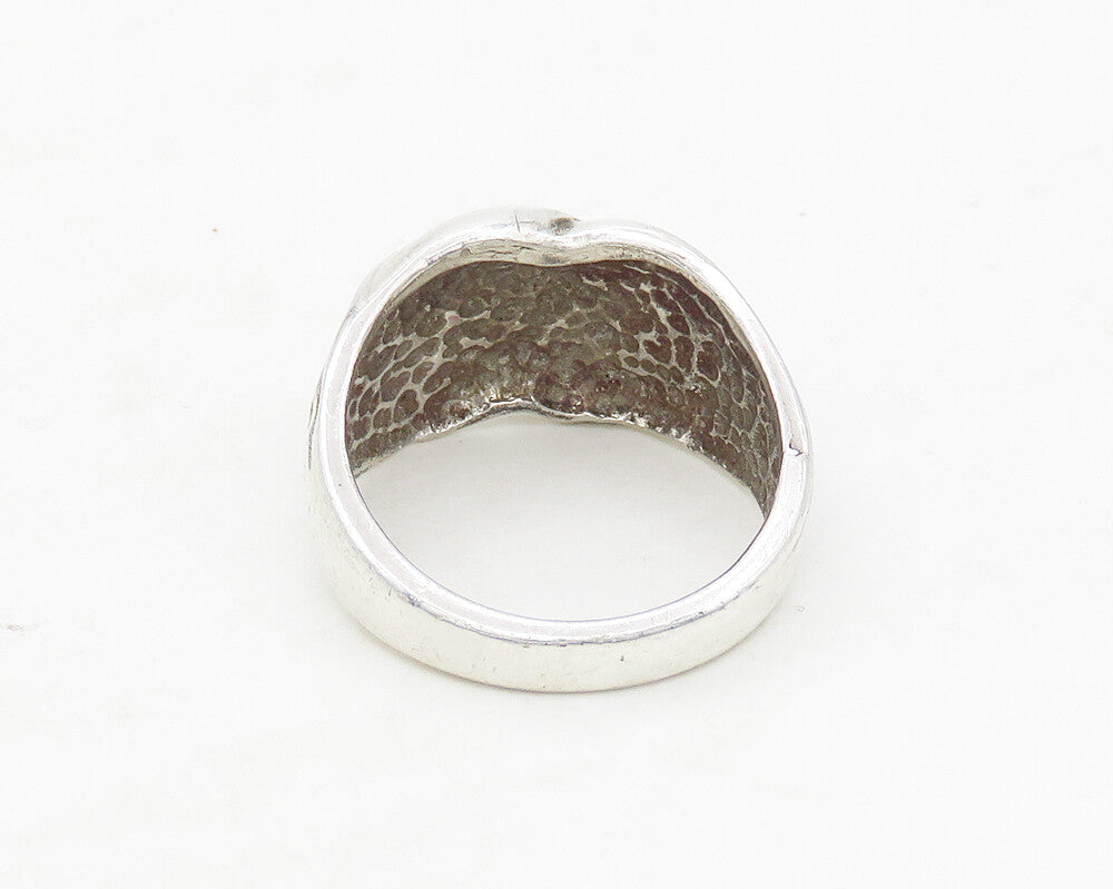 925 Sterling Silver  Vintage Shiny Diamond Cut Detail Band Ring Sz 6.5 RG17296