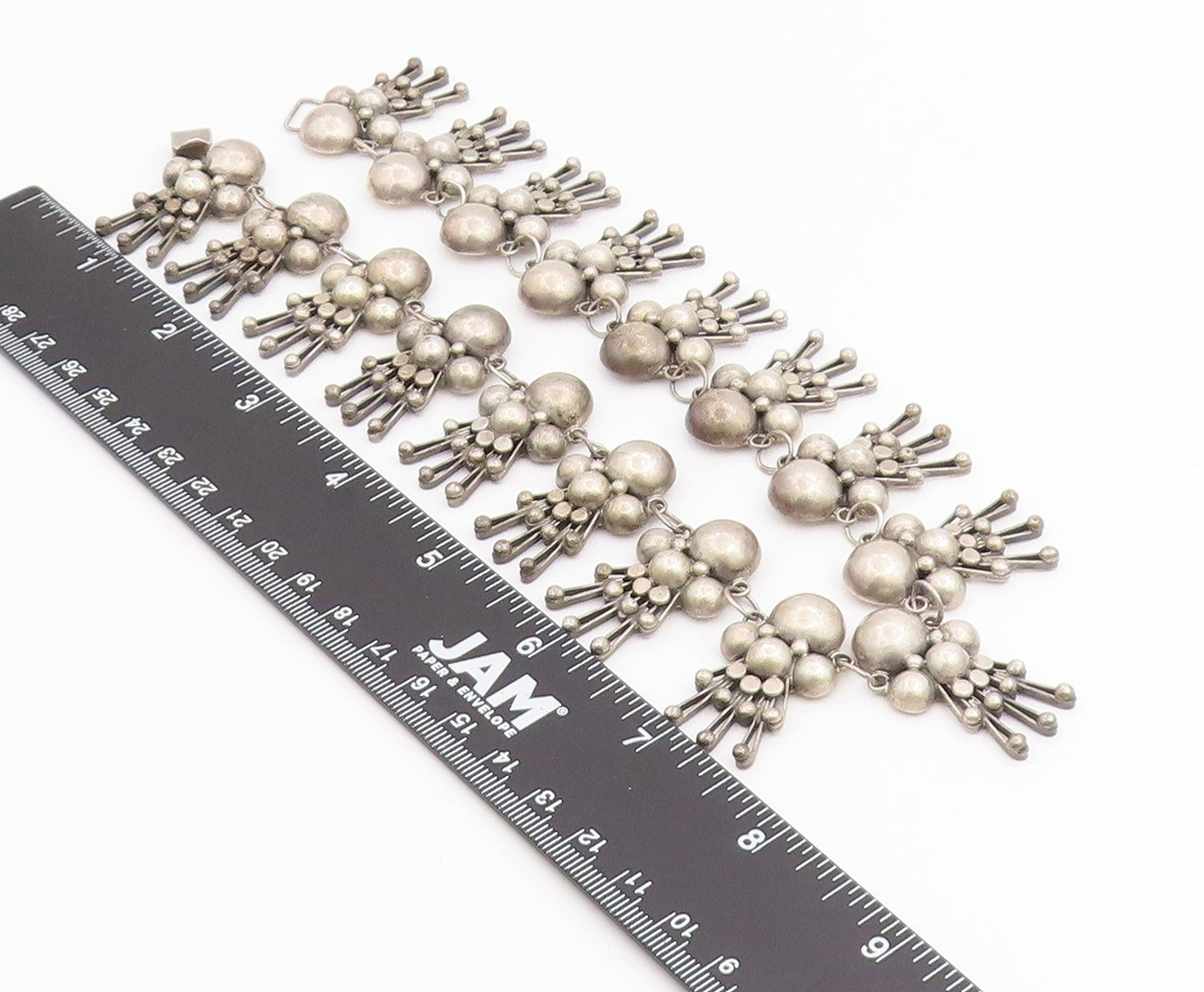 925 Sterling Silver Vintage Necklace TAXCO Doll Motif Statement Chain  NE4886