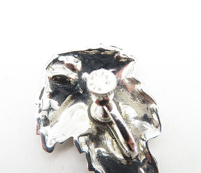 925 Sterling Silver  Shiny Polished Autumn Leaf Non Pierce Earrings  EG2342