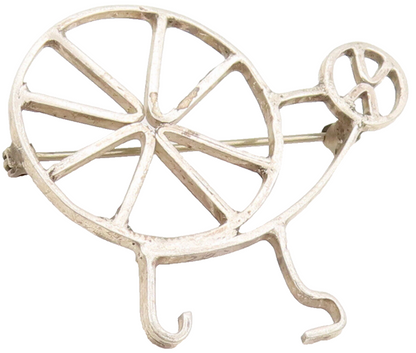 925 Sterling Silver  Vintage Designer Cutout Stick Cycle Brooch Pin  BP10334