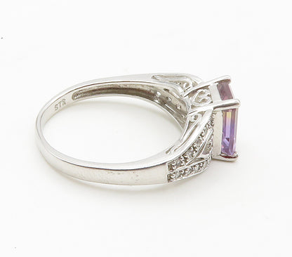 925 Sterling Silver  Prong Set Topaz Love Heart Shiny Band Ring Sz 6  RG15441
