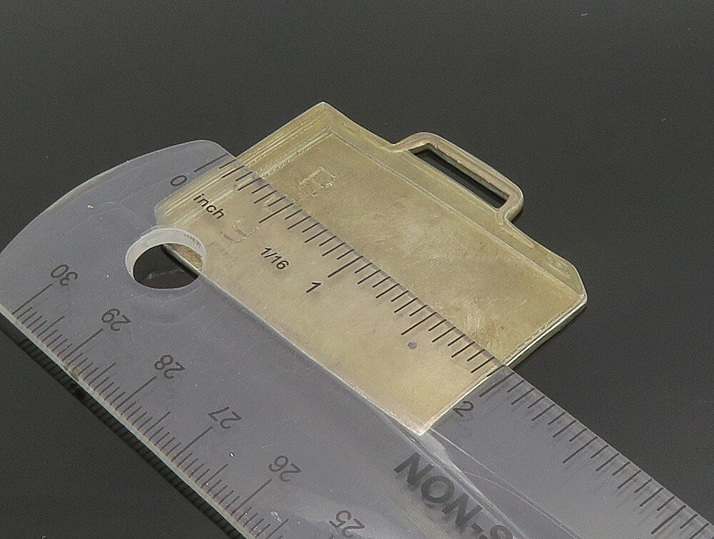 925 Sterling Silver  Vintage Etched Flat Briefcase Pendant  PT20872