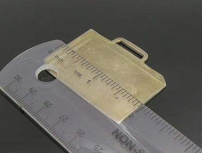 925 Sterling Silver  Vintage Etched Flat Briefcase Pendant  PT20872