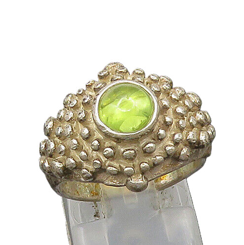 DAVID OTT 925 Silver  Vintage Peridot Spiked Dome Cocktail Ring Sz 6  RG21890