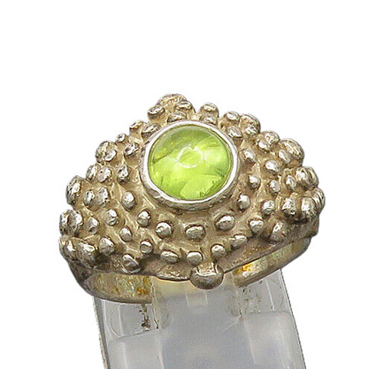DAVID OTT 925 Silver  Vintage Peridot Spiked Dome Cocktail Ring Sz 6  RG21890