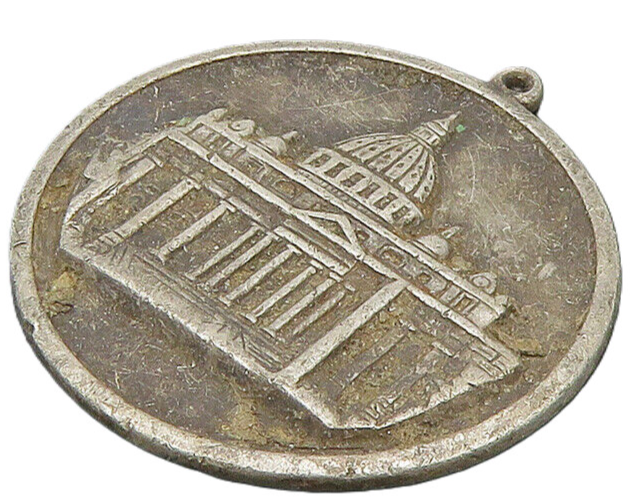 925 Sterling Silver  Vintage Antique Oxidized Capitol Building Pendant PT14268