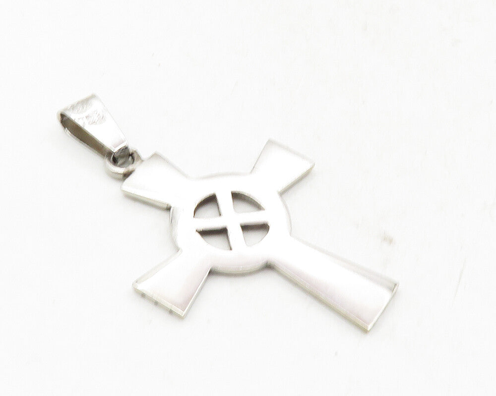 925 Sterling Silver  Vintage Shiny Open Religious Cross Drop Pendant  PT7668
