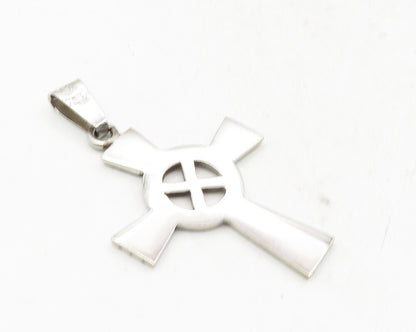 925 Sterling Silver  Vintage Shiny Open Religious Cross Drop Pendant  PT7668