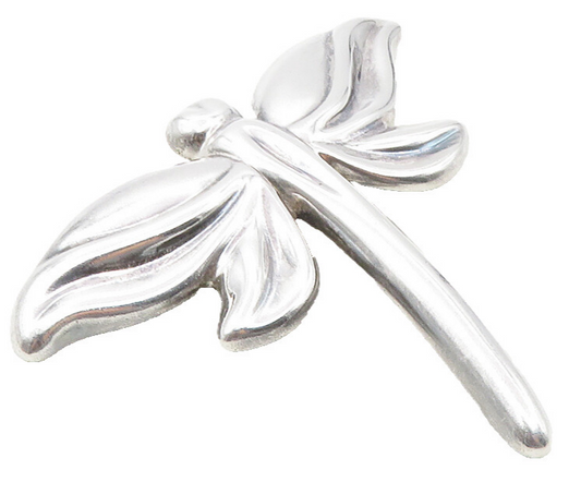 JONDELL 925 Sterling Silver  Vintage Shiny Dragonfly Motif Brooch Pin  BP3631
