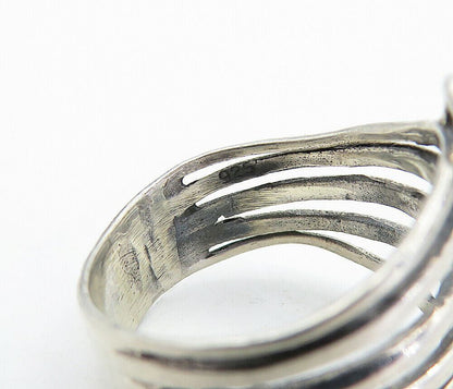925 Sterling Silver  Vintage Swirl Detail Split Shank Band Ring Sz 9  RG4861