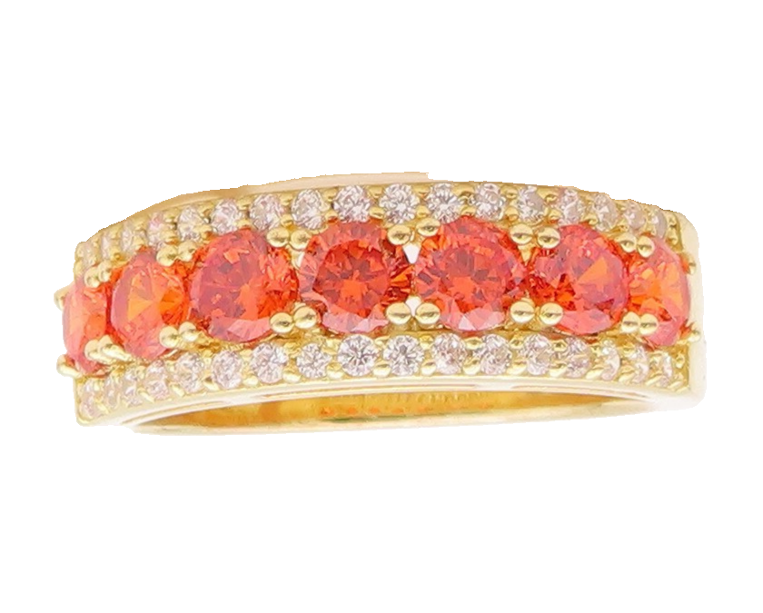 925 Sterling Silver Vintage Ring Gold Plated Red & White CZ  Sz 7  RG29326