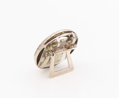 14k Gold & 925 Sterling Silver Vintage Brooch Real Diamond leaves Frame  BP12212