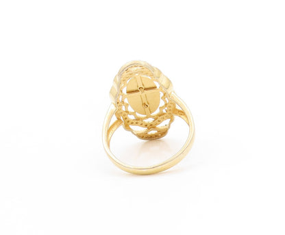 925 Sterling Silver Vintage Ring Gold Plated Religious CZ Jesus  Sz 8  RG32772