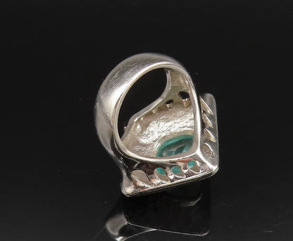 925 Sterling Silver  Vintage Hammered Frame Blue Topaz Ring Sz 6  RG25747