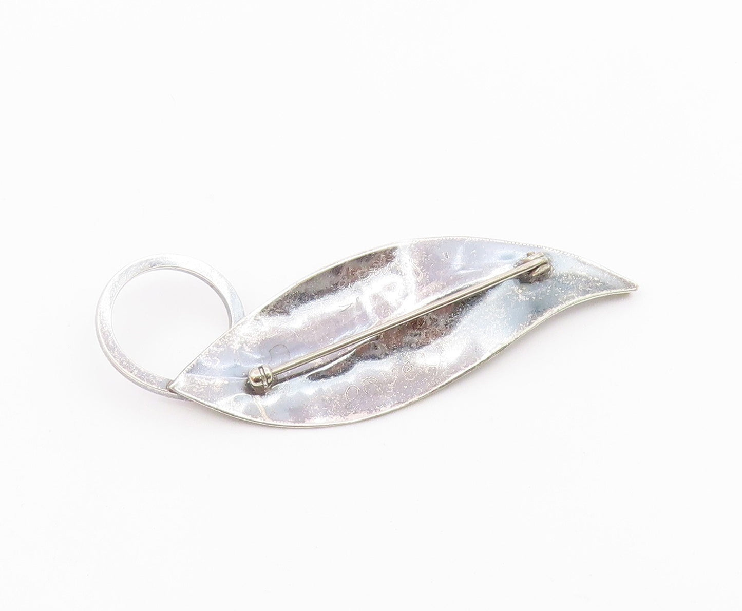 925 Sterling Silver  Vintage Dark Tone Single Leaf Motif Brooch Pin  BP3696