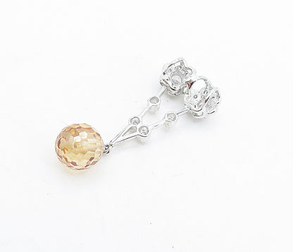 925 Sterling Silver  Cubic Zirconia Faceted Bead Floral Slide Pendant  PT4639