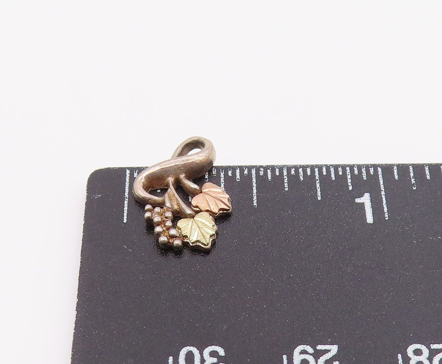 925 Sterling Silver & 12K GOLD  Vintage Petite Floral Leaves Pendant  PT12738