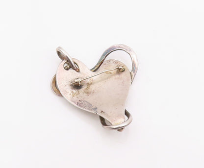 925 Sterling Silver Vintage Brooch Pin PAUL VOLTAIRE Rare Love Heart  BP12298