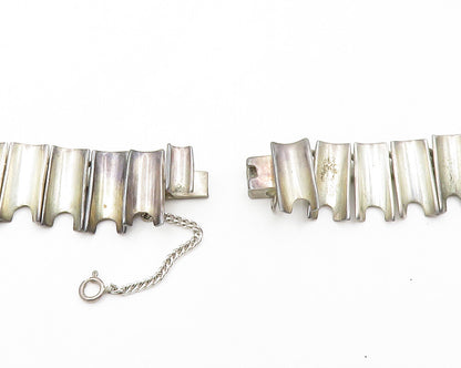 MEXICO 925 Sterling Silver Vintage Inlaid Gemstone Chain Necklace  NE2377