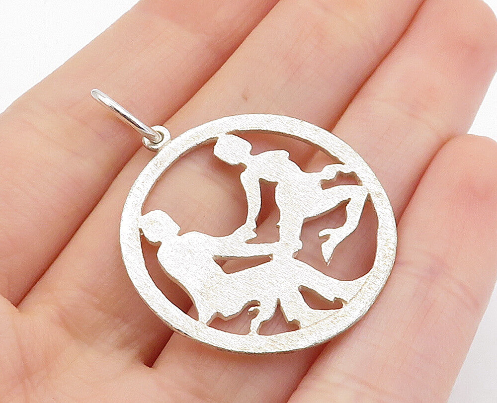 925 Sterling Silver Vintage Cutout Dancing Couple Silhouette Pendant PT5259