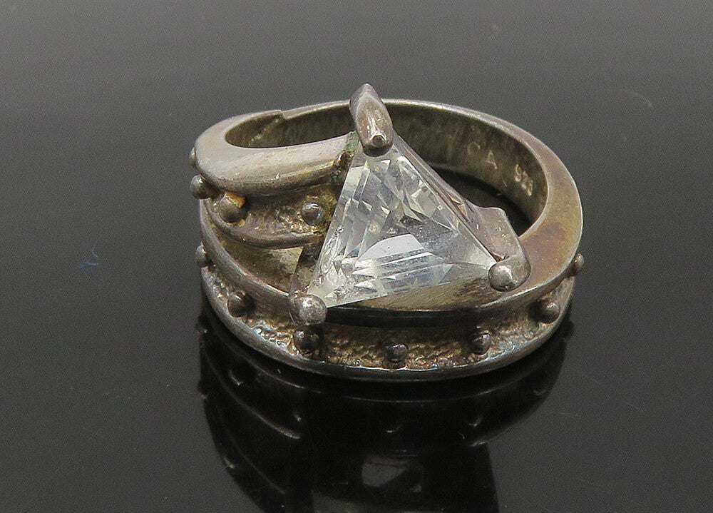 DAVID SIGAL 925 Silver  Vintage Topaz Dark Tone Bypass Ring Sz 6  RG22416