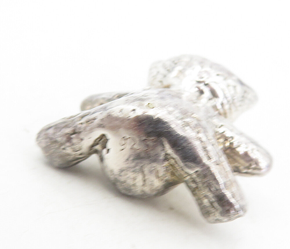 925 Sterling Silver  Vintage Hollow Etched Teddy Bear Drop Earrings  EG4128