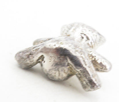 925 Sterling Silver  Vintage Hollow Etched Teddy Bear Drop Earrings  EG4128