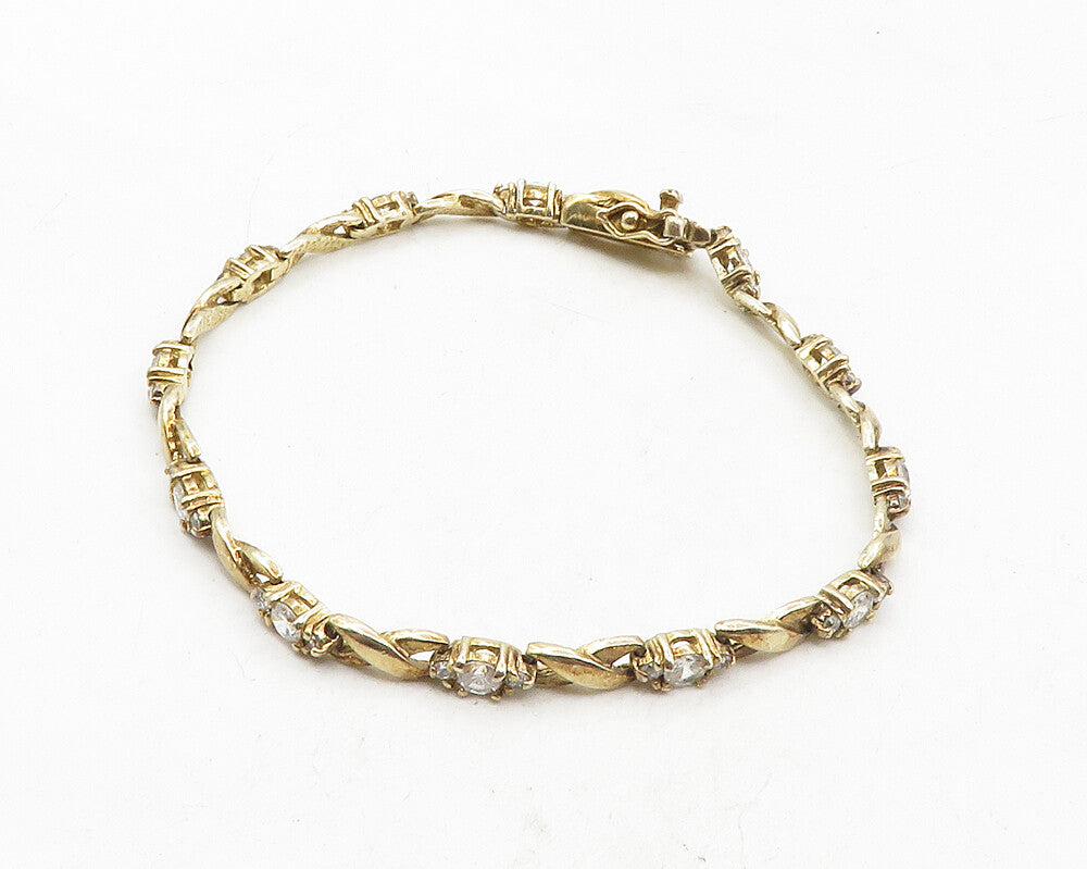 925 Sterling Silver  Vintage Cubic Zirconia Infinity Chain Bracelet  BT4343